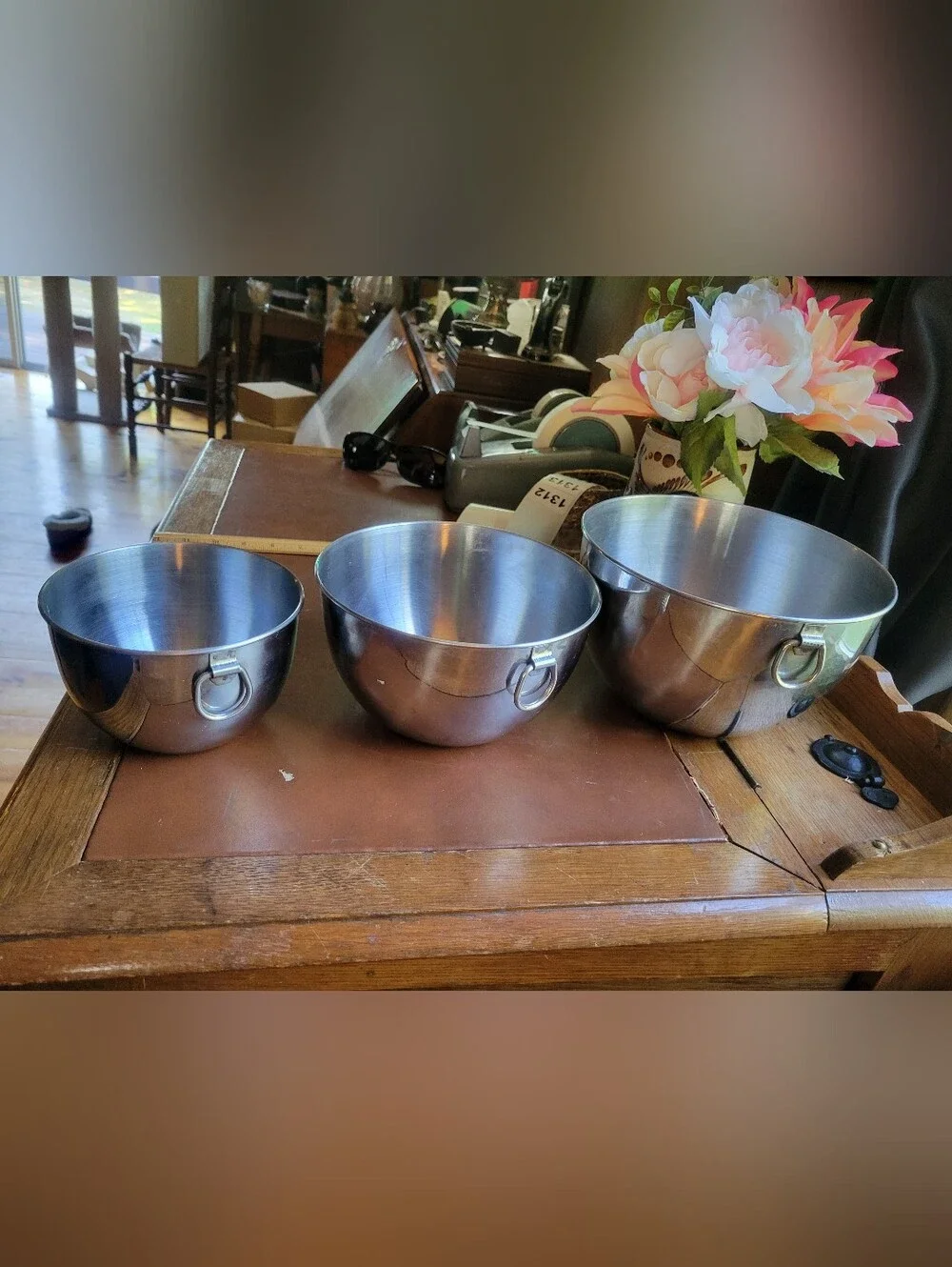 set of three vintage Revere Ware Stainless Steel Mixing Bowls